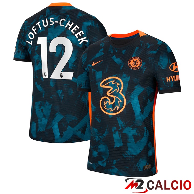 Maglie Calcio Personalizzate,Tute Calcio Squadre,Maglia Nazionale Italiana Calcio | Maglia FC Chelsea (Loftus-Cheek 12) Terza Verde/Nero 2021/2022