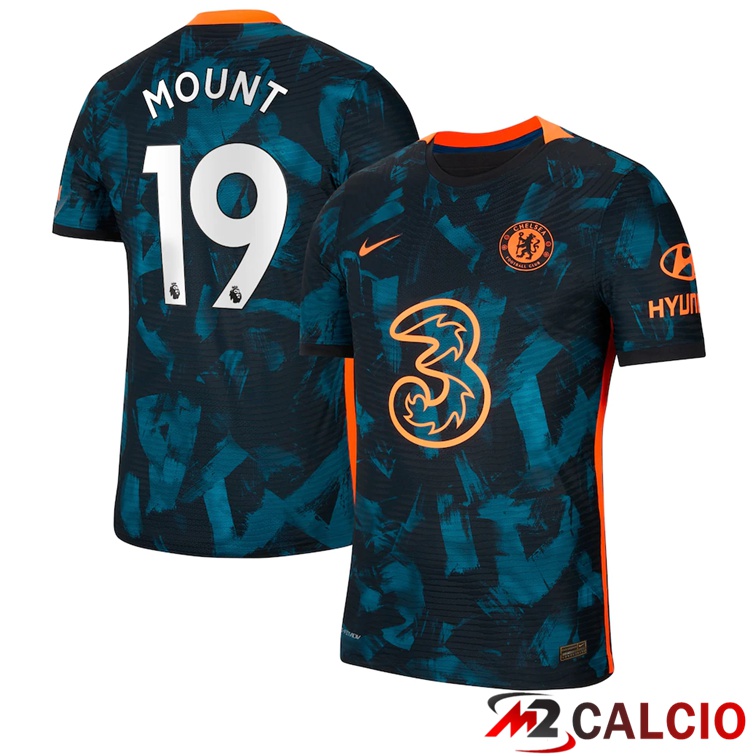 Maglie Calcio Personalizzate,Tute Calcio Squadre,Maglia Nazionale Italiana Calcio | Maglia FC Chelsea (MOUNT 19) Terza Verde/Nero 2021/2022