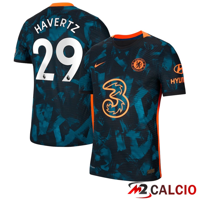 Maglie Calcio Personalizzate,Tute Calcio Squadre,Maglia Nazionale Italiana Calcio | Maglia FC Chelsea (HAVERTZ 29) Terza Verde/Nero 2021/2022
