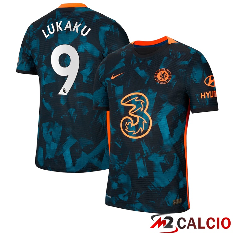 Maglie Calcio Personalizzate,Tute Calcio Squadre,Maglia Nazionale Italiana Calcio | Maglia FC Chelsea (LUKAKU 9) Terza Verde/Nero 2021/2022