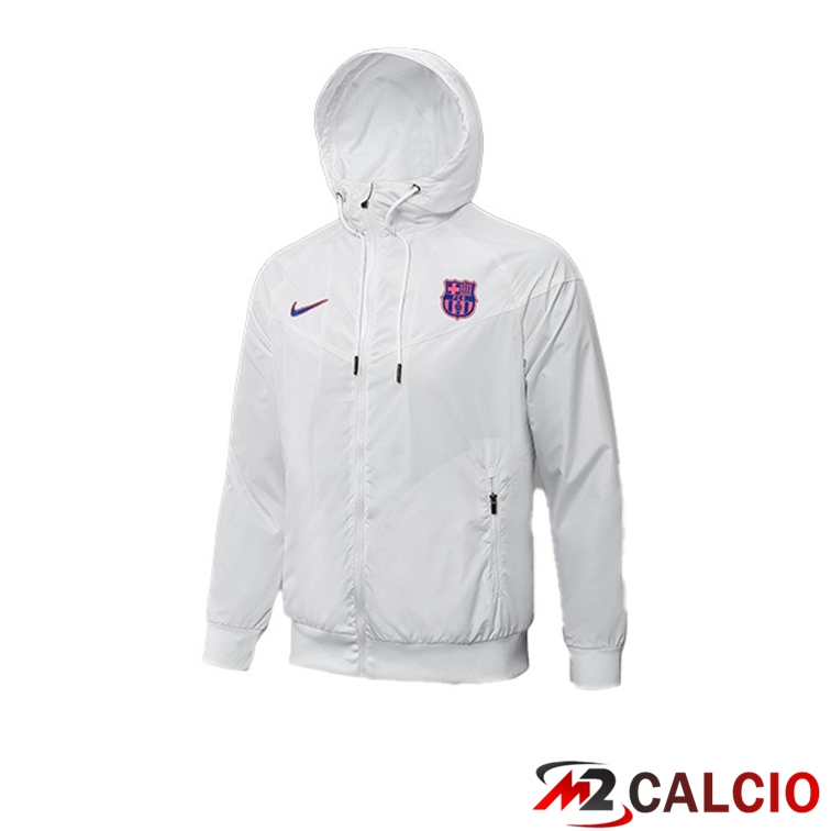 Maglie Calcio Personalizzate,Tute Calcio Squadre,Maglia Nazionale Italiana Calcio | Giacca Con Cappuccio FC Barcellona Bianco 2021/2022