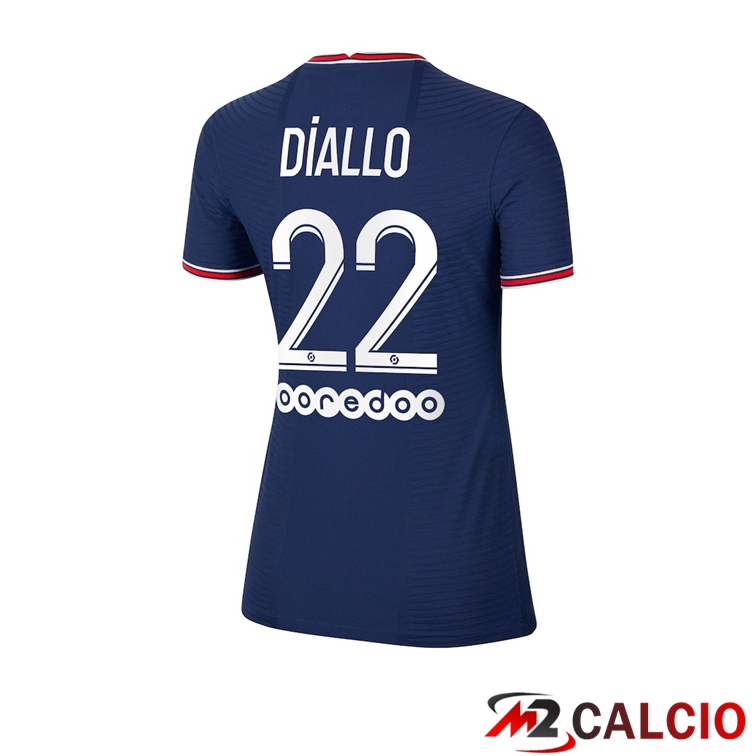 Maglie Calcio Personalizzate,Tute Calcio Squadre,Maglia Nazionale Italiana Calcio | Maglia Paris PSG（Diallo 22）Donna Prima Blu 2021/2022