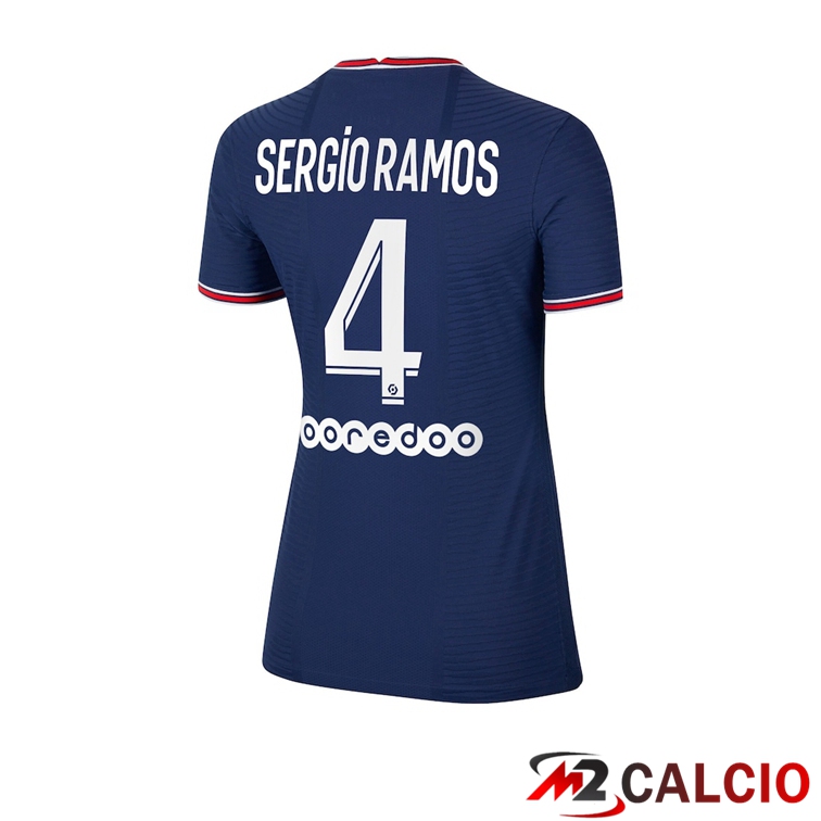 Maglie Calcio Personalizzate,Tute Calcio Squadre,Maglia Nazionale Italiana Calcio | Maglia Paris PSG（Sergio Ramos 4）Donna Prima Blu 2021/2022