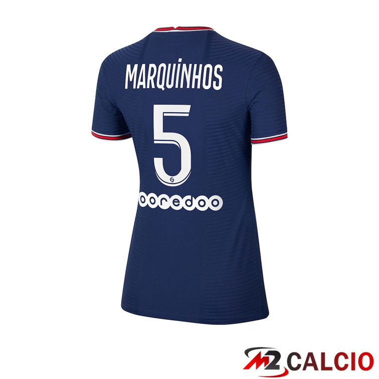 Maglie Calcio Personalizzate,Tute Calcio Squadre,Maglia Nazionale Italiana Calcio | Maglia Paris PSG（Marquinhos 5）Donna Prima Blu 2021/2022