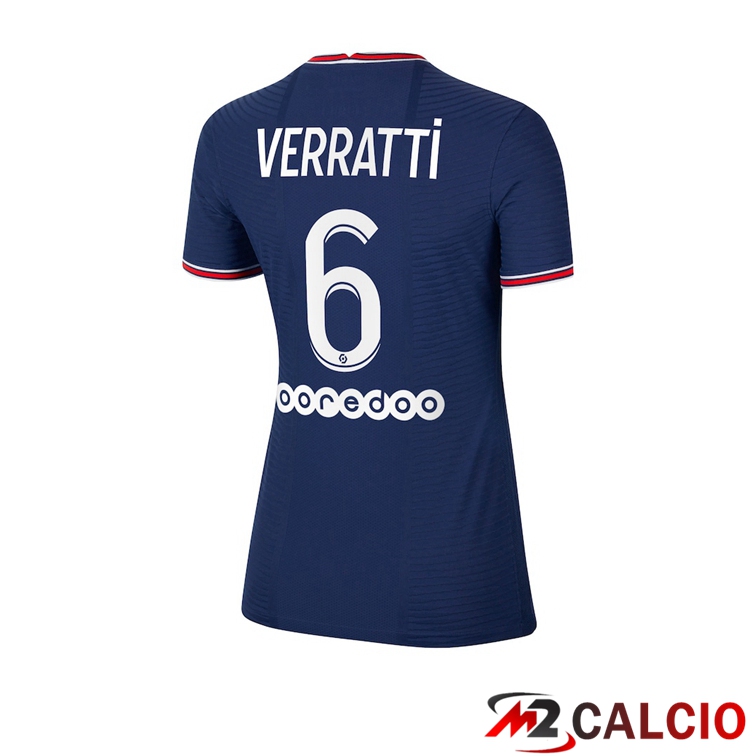Maglie Calcio Personalizzate,Tute Calcio Squadre,Maglia Nazionale Italiana Calcio | Maglia Paris PSG（Verratti 6）Donna Prima Blu 2021/2022