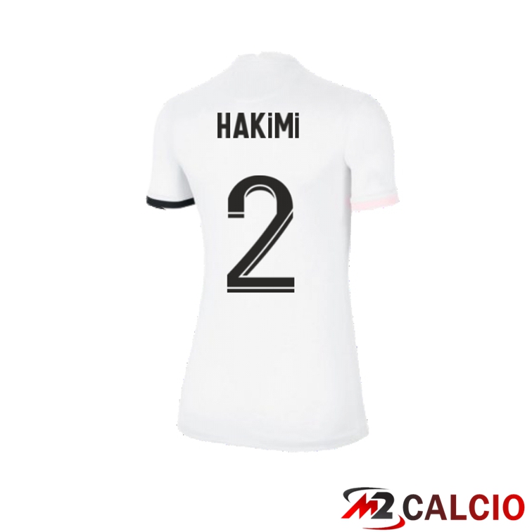 Maglie Calcio Personalizzate,Tute Calcio Squadre,Maglia Nazionale Italiana Calcio | Maglia Paris PSG（Hakimi 2）Donna Seconda Bianco 2021/2022