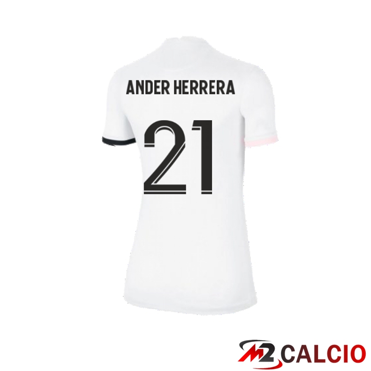 Maglie Calcio Personalizzate,Tute Calcio Squadre,Maglia Nazionale Italiana Calcio | Maglia Paris PSG（Ander Herrera 21）Donna Seconda Bianco 2021/2022