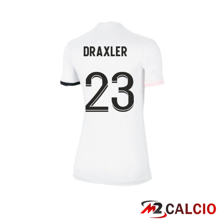 Maglie Calcio Personalizzate,Tute Calcio Squadre,Maglia Nazionale Italiana Calcio | Maglia Paris PSG（Draxler 23）Donna Seconda Bianco 2021/2022