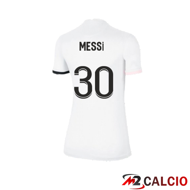 Maglie Calcio Personalizzate,Tute Calcio Squadre,Maglia Nazionale Italiana Calcio | Maglia Paris PSG（Messi 30）Donna Seconda Bianco 2021/2022
