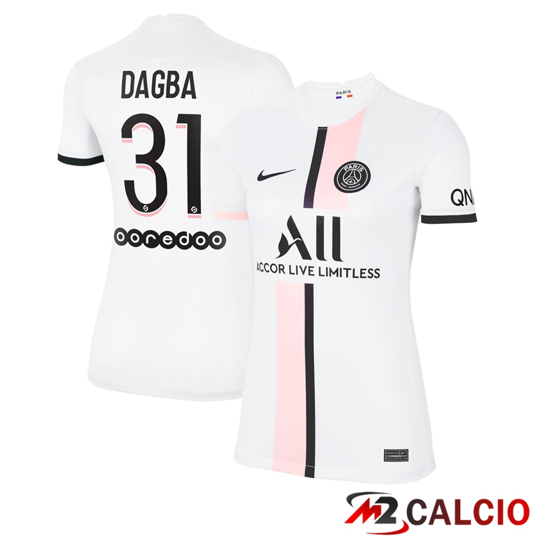 Maglie Calcio Personalizzate,Tute Calcio Squadre,Maglia Nazionale Italiana Calcio | Maglia Paris PSG（Dagba 31）Donna Seconda Bianco 2021/2022