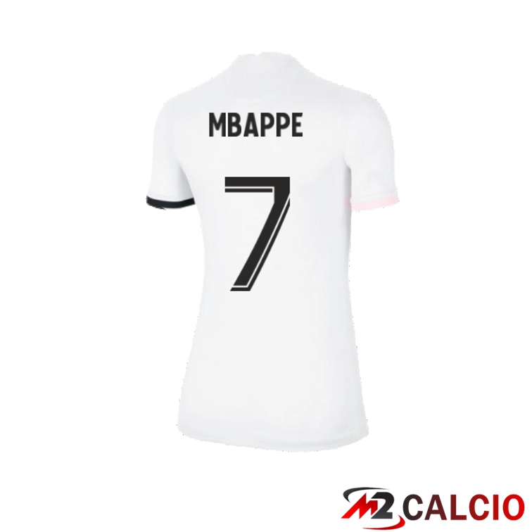 Maglie Calcio Personalizzate,Tute Calcio Squadre,Maglia Nazionale Italiana Calcio | Maglia Paris PSG（Mbappé 7）Donna Seconda Bianco 2021/2022