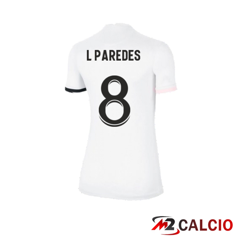 Maglie Calcio Personalizzate,Tute Calcio Squadre,Maglia Nazionale Italiana Calcio | Maglia Paris PSG（L.Paredes 8）Donna Seconda Bianco 2021/2022