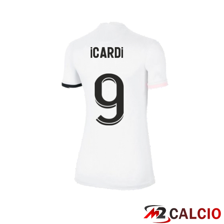 Maglie Calcio Personalizzate,Tute Calcio Squadre,Maglia Nazionale Italiana Calcio | Maglia Paris PSG（Icardi 9）Donna Seconda Bianco 2021/2022