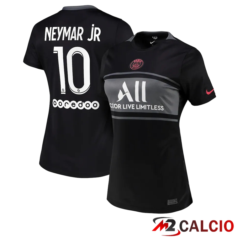 Maglie Calcio Personalizzate,Tute Calcio Squadre,Maglia Nazionale Italiana Calcio | Maglia Paris PSG（Neymar Jr 10）Donna Terza Nero 2021/2022