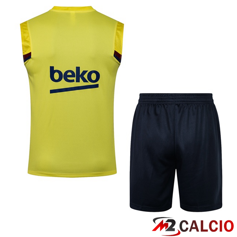 Canotta Calcio FC Barcellona + Pantaloncini Giallo 2021/2022