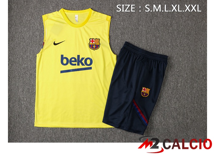 Canotta Calcio FC Barcellona + Pantaloncini Giallo 2021/2022