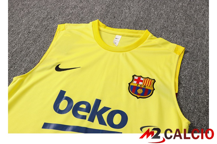 Canotta Calcio FC Barcellona + Pantaloncini Giallo 2021/2022