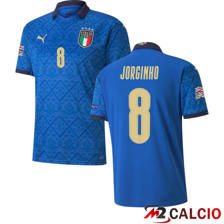 Maglie Calcio Personalizzate,Tute Calcio Squadre,Maglia Nazionale Italiana Calcio | Maglia Nazionale Italia (JORGINHO 8) Prima 2020/2021