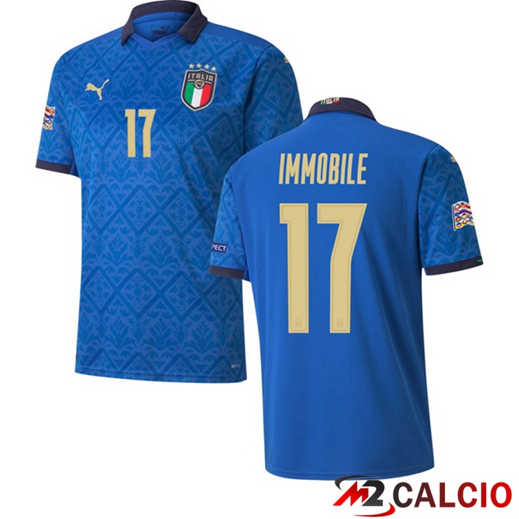 Maglie Calcio Personalizzate,Tute Calcio Squadre,Maglia Nazionale Italiana Calcio | Maglia Nazionale Italia (IMMOBILE 17) Prima 2020/2021
