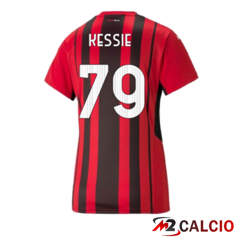 Maglie Calcio Personalizzate,Tute Calcio Squadre,Maglia Nazionale Italiana Calcio | Maglia AC Milan（KESSIE 79）Donna Prima Rosso/Nero 2021/2022