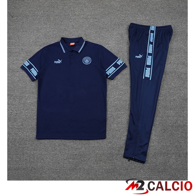 Maglia Polo Manchester City + Pantaloni Blu Reale 2021/2022