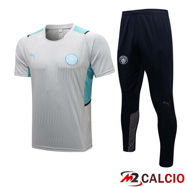 Maglie Calcio Personalizzate,Tute Calcio Squadre,Maglia Nazionale Italiana Calcio | Maglia Allenamento Manchester City + Pantaloni Grigio 2021/2022