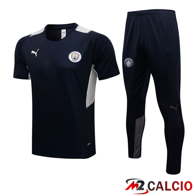 Maglie Calcio Personalizzate,Tute Calcio Squadre,Maglia Nazionale Italiana Calcio | Maglia Allenamento Manchester City + Pantaloni Blu Reale 2021/2022