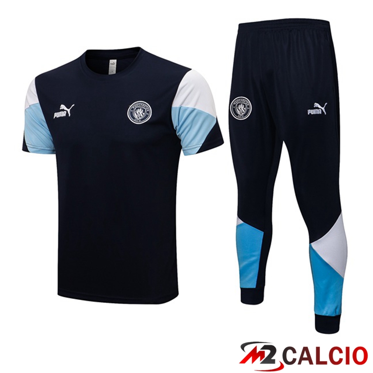 Maglie Calcio Personalizzate,Tute Calcio Squadre,Maglia Nazionale Italiana Calcio | Maglia Allenamento Manchester City + Pantaloni Blu Reale 2021/2022