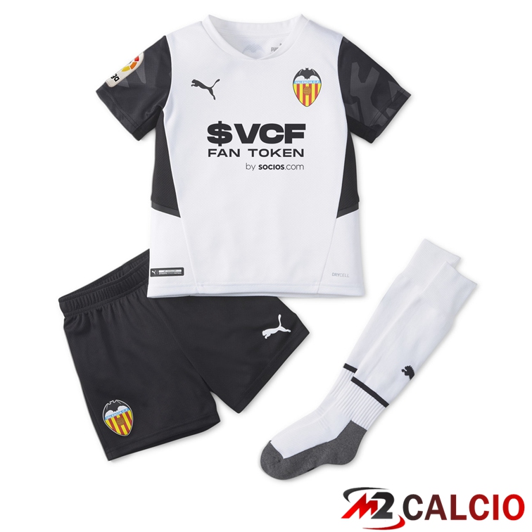 Maglie Calcio Personalizzate,Tute Calcio Squadre,Maglia Nazionale Italiana Calcio | Maglia FC Valencia Bambino Prima Bianco 2021/2022