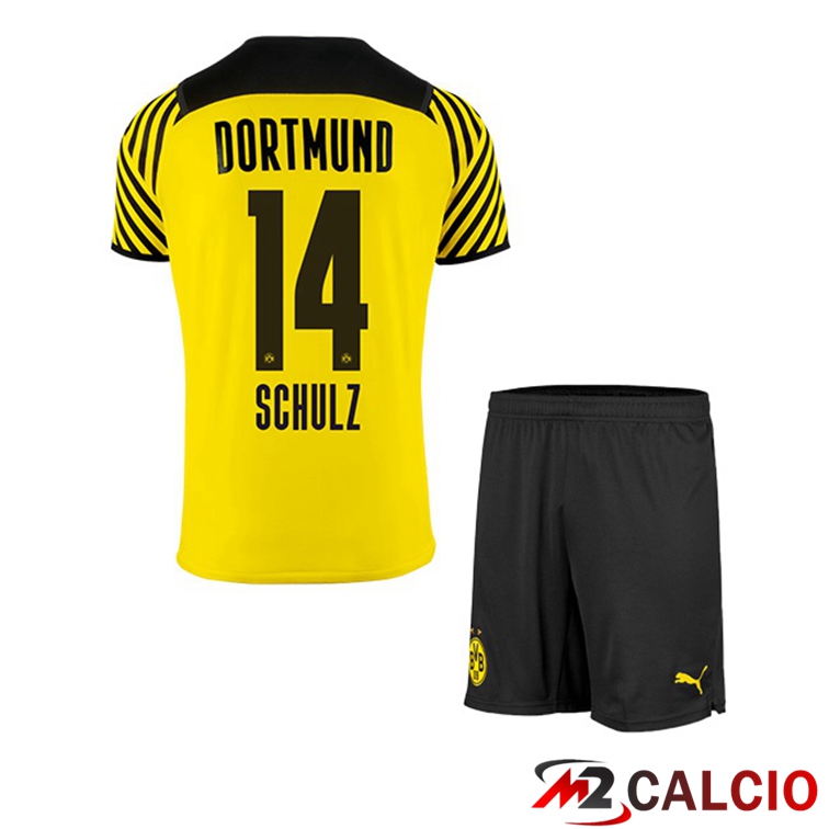 Maglie Calcio Personalizzate,Tute Calcio Squadre,Maglia Nazionale Italiana Calcio | Maglia Dortmund (Schulz 14) Bambino Prima Giallo 2021/22