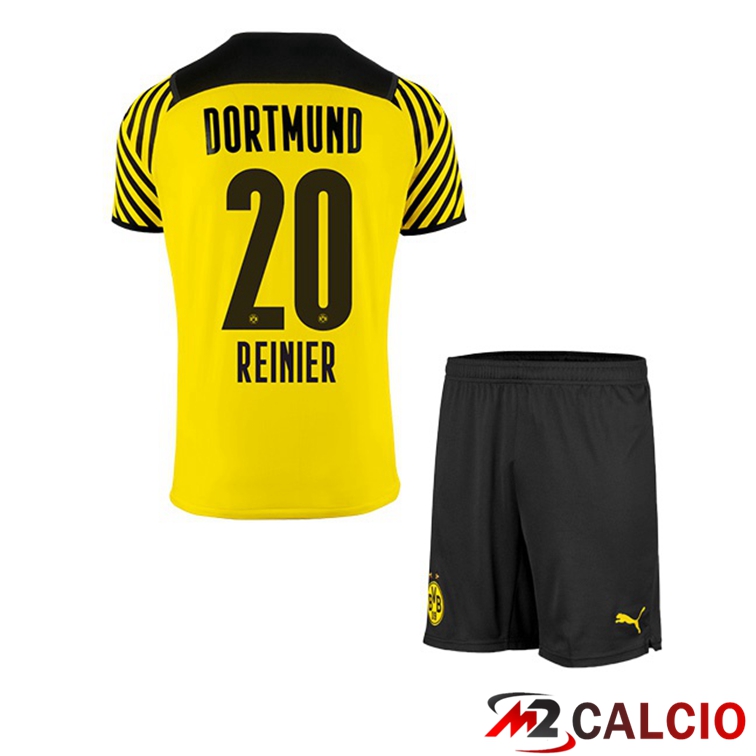 Maglie Calcio Personalizzate,Tute Calcio Squadre,Maglia Nazionale Italiana Calcio | Maglia Dortmund (Reinier 20) Bambino Prima Giallo 2021/22