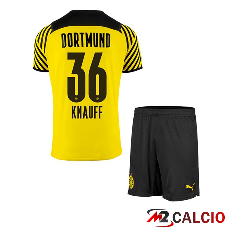 Maglie Calcio Personalizzate,Tute Calcio Squadre,Maglia Nazionale Italiana Calcio | Maglia Dortmund (Knauff 36) Bambino Prima Giallo 2021/22