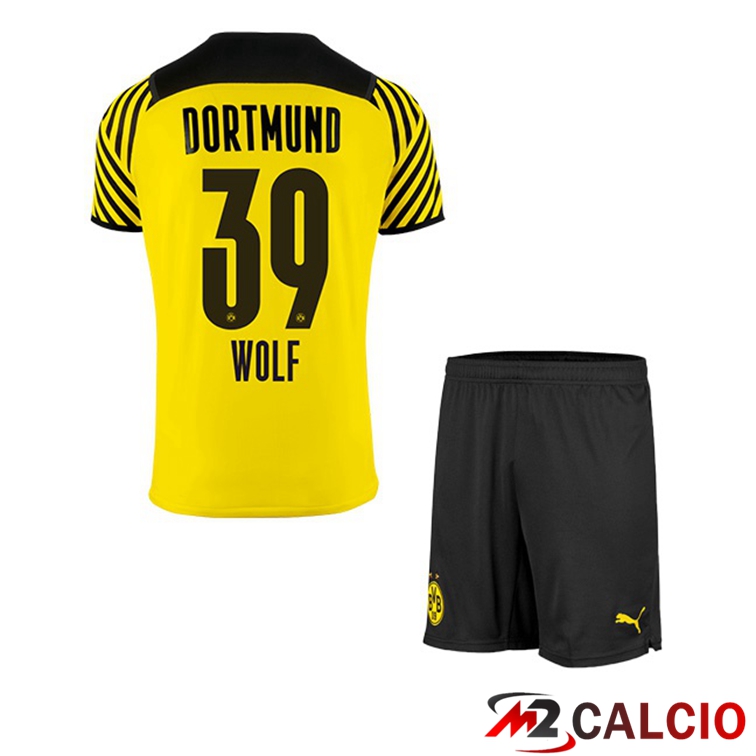 Maglie Calcio Personalizzate,Tute Calcio Squadre,Maglia Nazionale Italiana Calcio | Maglia Dortmund (Wolf 39) Bambino Prima Giallo 2021/22