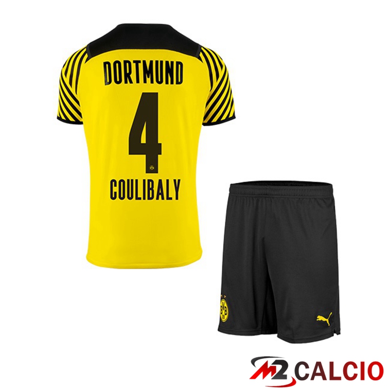 Maglie Calcio Personalizzate,Tute Calcio Squadre,Maglia Nazionale Italiana Calcio | Maglia Dortmund (Coulibaly 4) Bambino Prima Giallo 2021/22