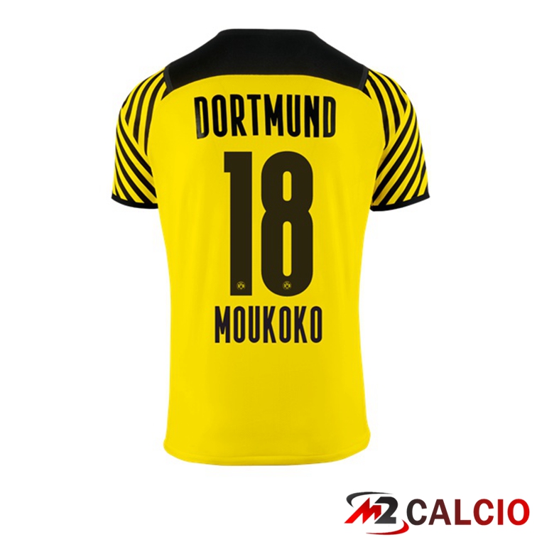 Maglie Calcio Personalizzate,Tute Calcio Squadre,Maglia Nazionale Italiana Calcio | Maglia Dortmund (Moukoko 18) Donna Prima Giallo 2021/22
