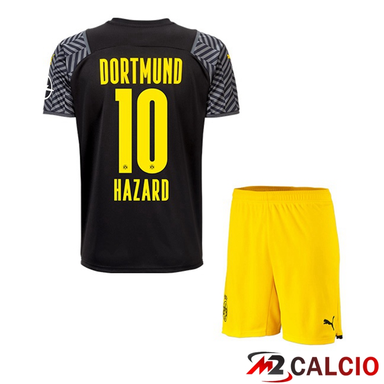 Maglie Calcio Personalizzate,Tute Calcio Squadre,Maglia Nazionale Italiana Calcio | Maglia Dortmund (Hazard 10) Bambino Seconda Nero 2021/22