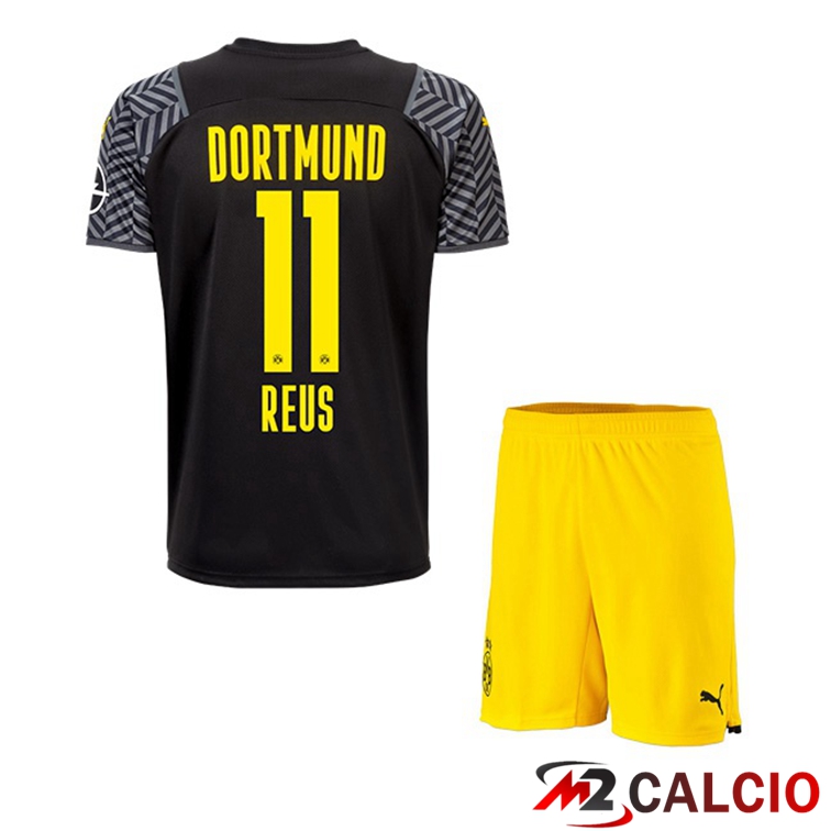 Maglie Calcio Personalizzate,Tute Calcio Squadre,Maglia Nazionale Italiana Calcio | Maglia Dortmund (Reus 11) Bambino Seconda Nero 2021/22