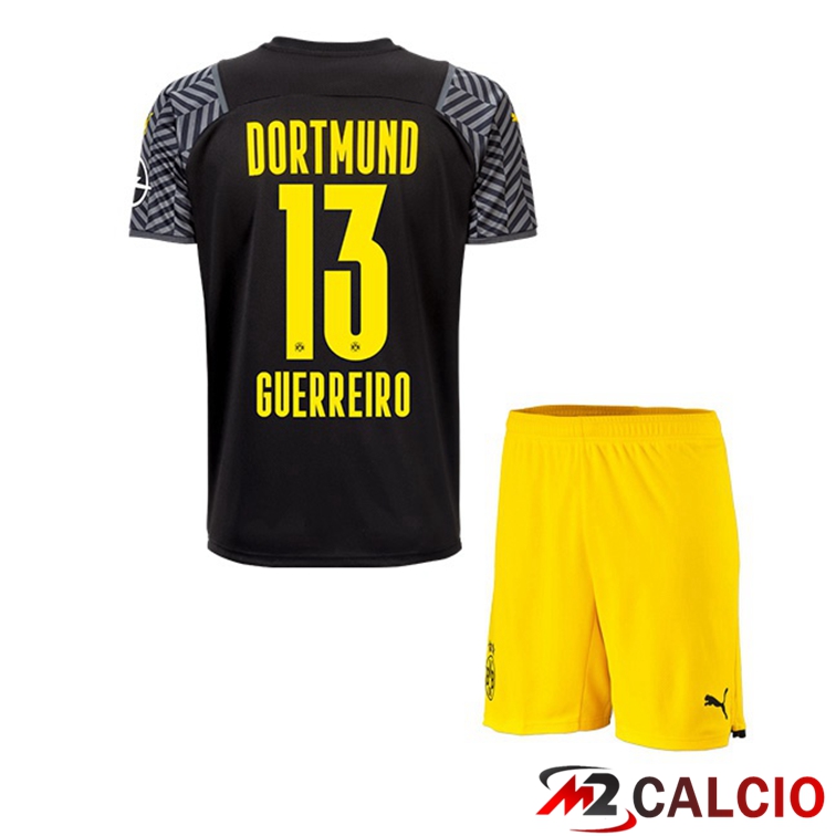 Maglie Calcio Personalizzate,Tute Calcio Squadre,Maglia Nazionale Italiana Calcio | Maglia Dortmund (Guerreiro 13) Bambino Seconda Nero 2021/22