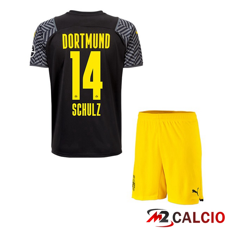 Maglie Calcio Personalizzate,Tute Calcio Squadre,Maglia Nazionale Italiana Calcio | Maglia Dortmund (Schulz 14) Bambino Seconda Nero 2021/22