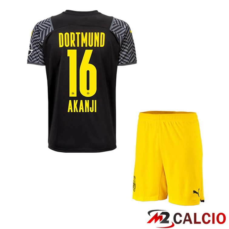 Maglie Calcio Personalizzate,Tute Calcio Squadre,Maglia Nazionale Italiana Calcio | Maglia Dortmund (Akanji 16) Bambino Seconda Nero 2021/22