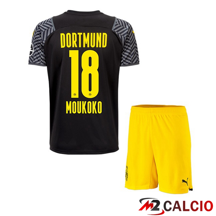 Maglie Calcio Personalizzate,Tute Calcio Squadre,Maglia Nazionale Italiana Calcio | Maglia Dortmund (Moukoko 18) Bambino Seconda Nero 2021/22