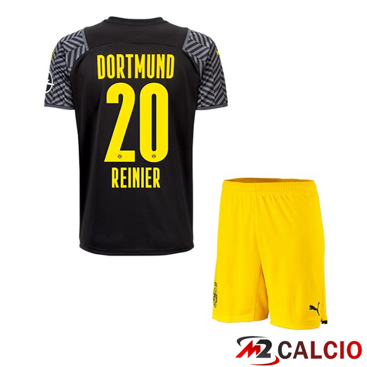 Maglie Calcio Personalizzate,Tute Calcio Squadre,Maglia Nazionale Italiana Calcio | Maglia Dortmund (Reinier 20) Bambino Seconda Nero 2021/22