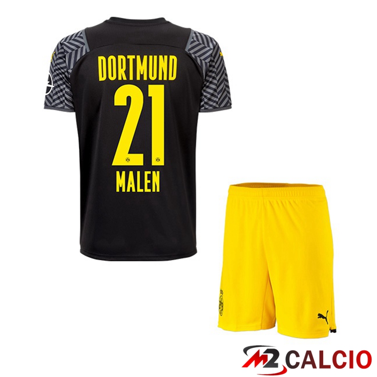 Maglie Calcio Personalizzate,Tute Calcio Squadre,Maglia Nazionale Italiana Calcio | Maglia Dortmund (Malen 21) Bambino Seconda Nero 2021/22
