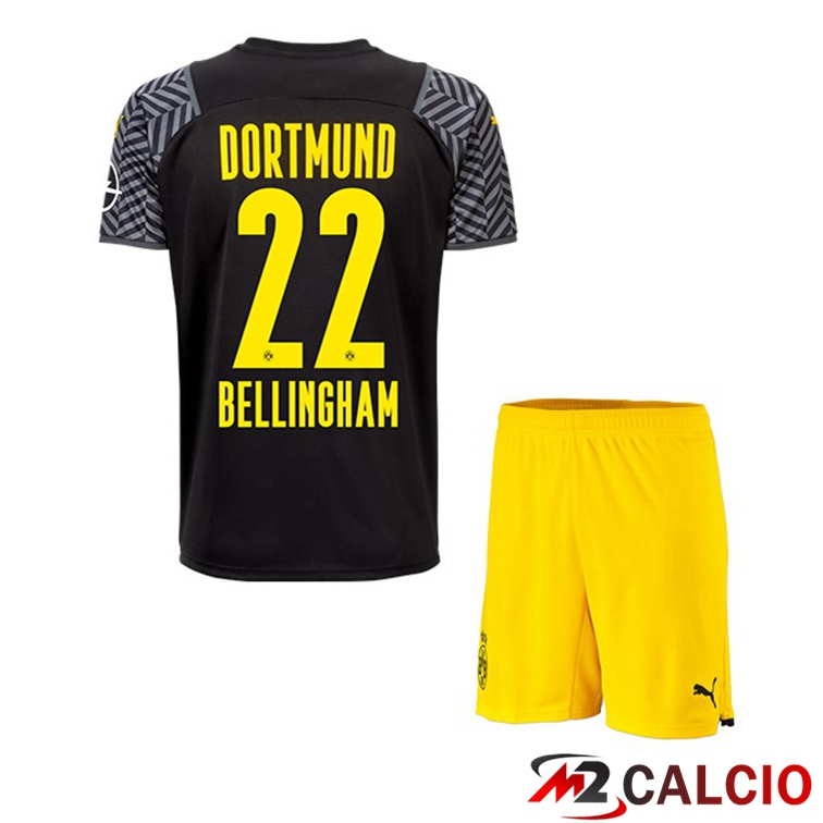 Maglie Calcio Personalizzate,Tute Calcio Squadre,Maglia Nazionale Italiana Calcio | Maglia Dortmund (Bellingham 22) Bambino Seconda Nero 2021/22