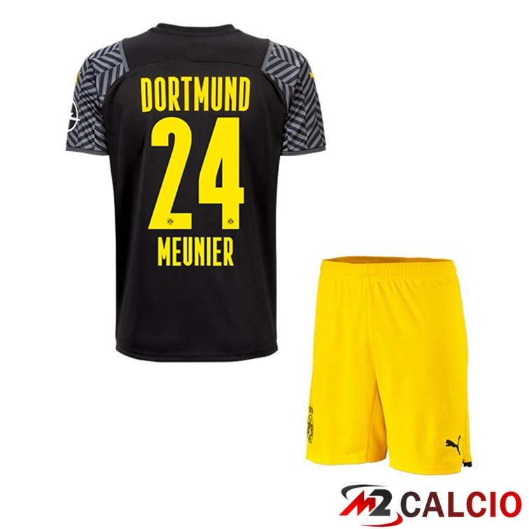 Maglie Calcio Personalizzate,Tute Calcio Squadre,Maglia Nazionale Italiana Calcio | Maglia Dortmund (Meunier 24) Bambino Seconda Nero 2021/22