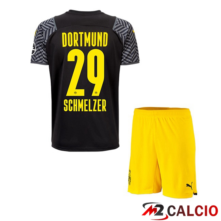 Maglie Calcio Personalizzate,Tute Calcio Squadre,Maglia Nazionale Italiana Calcio | Maglia Dortmund (Schmelzer 29) Bambino Seconda Nero 2021/22