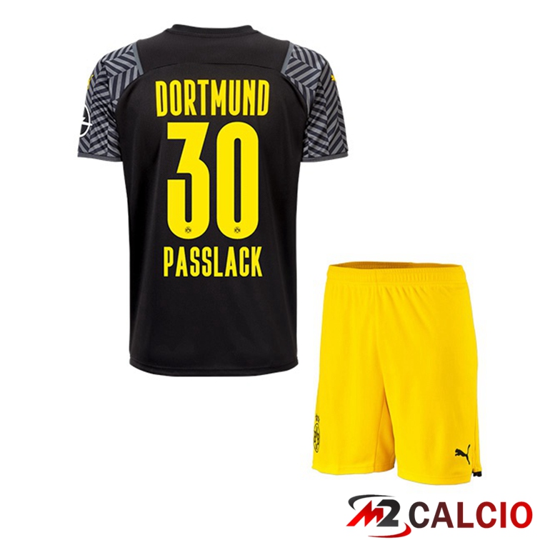 Maglie Calcio Personalizzate,Tute Calcio Squadre,Maglia Nazionale Italiana Calcio | Maglia Dortmund (Passlack 30) Bambino Seconda Nero 2021/22