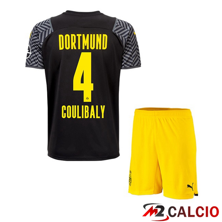 Maglie Calcio Personalizzate,Tute Calcio Squadre,Maglia Nazionale Italiana Calcio | Maglia Dortmund (Coulibaly 4) Bambino Seconda Nero 2021/22
