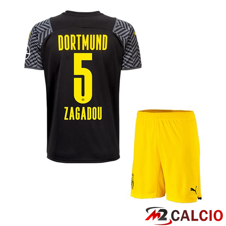 Maglie Calcio Personalizzate,Tute Calcio Squadre,Maglia Nazionale Italiana Calcio | Maglia Dortmund (Zagadou 5) Bambino Seconda Nero 2021/22