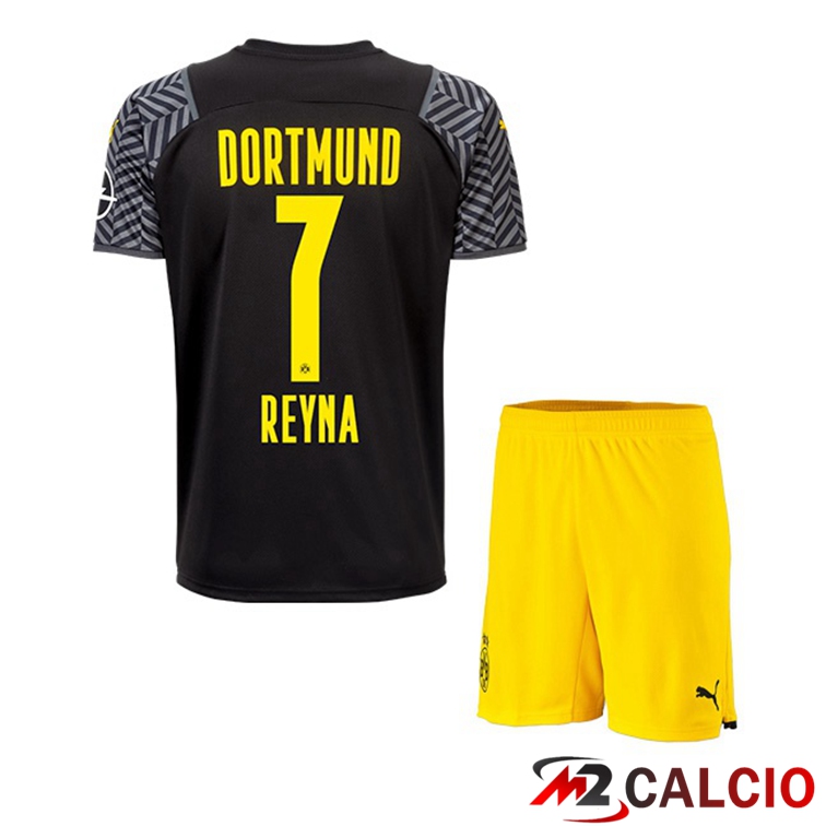 Maglie Calcio Personalizzate,Tute Calcio Squadre,Maglia Nazionale Italiana Calcio | Maglia Dortmund (Reyna 7) Bambino Seconda Nero 2021/22
